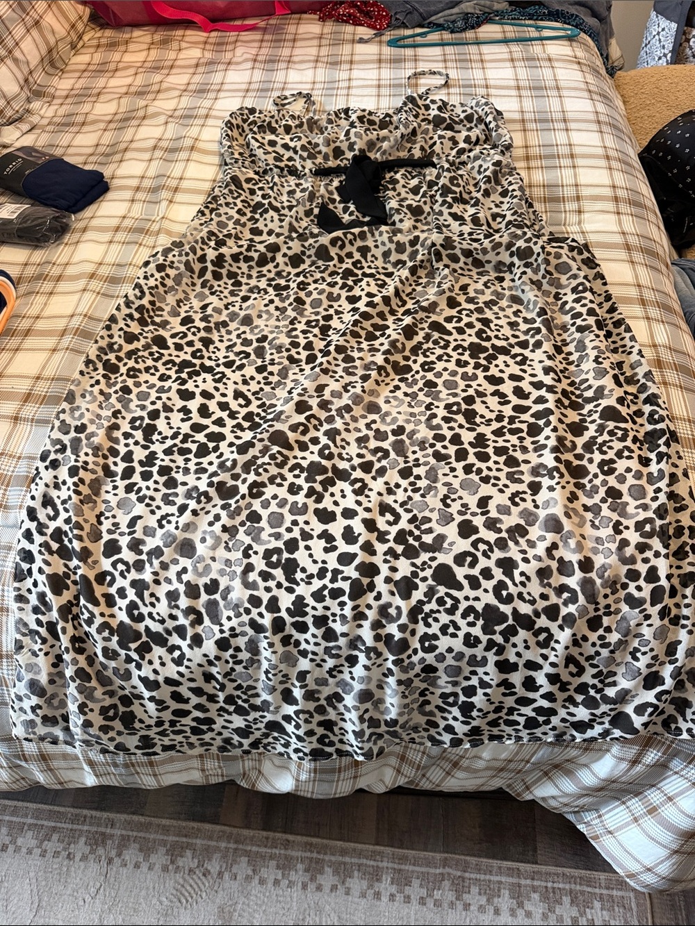 Lane Bryant Leopard Print floor length dress in Beige and Black with Bow